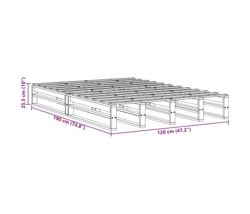 Estructura de cama sin colchón madera maciza blanca 120x190 cm