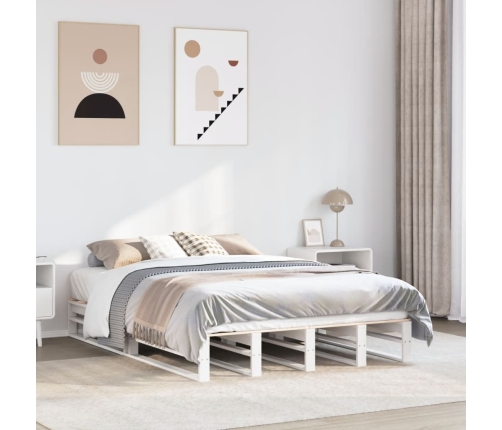 Estructura de cama sin colchón madera maciza blanca 120x190 cm