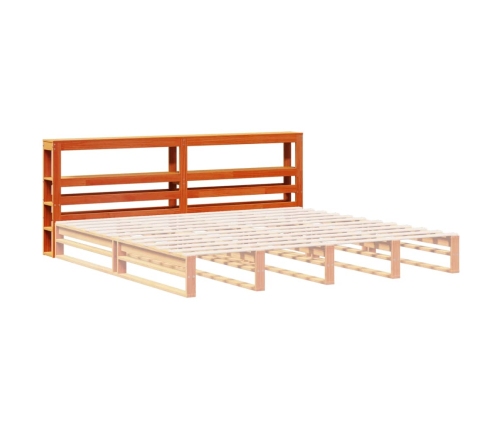 Cabecero de cama con estantes madera maciza pino marrón 200 cm