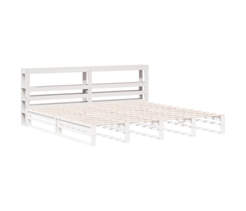 Cabecero de cama con estantes madera maciza pino blanco 180 cm