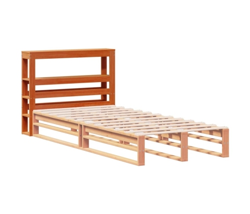 Cabecero de cama con estantes madera maciza pino marrón 100 cm