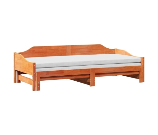 Sofá cama nido madera maciza de pino marrón cera 90x200 cm