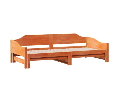 Sofá cama nido madera maciza de pino marrón cera 90x200 cm