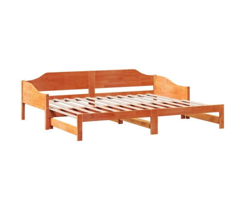 Sofá cama nido madera maciza de pino marrón cera 90x200 cm