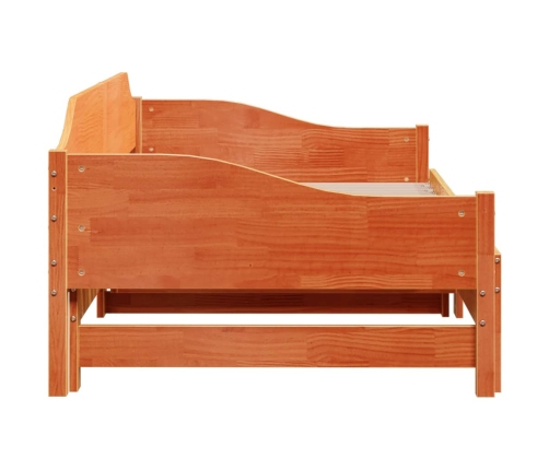 Sofá cama nido madera maciza de pino marrón cera 90x200 cm