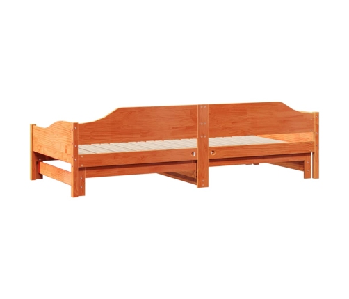 Sofá cama nido madera maciza de pino marrón cera 90x200 cm