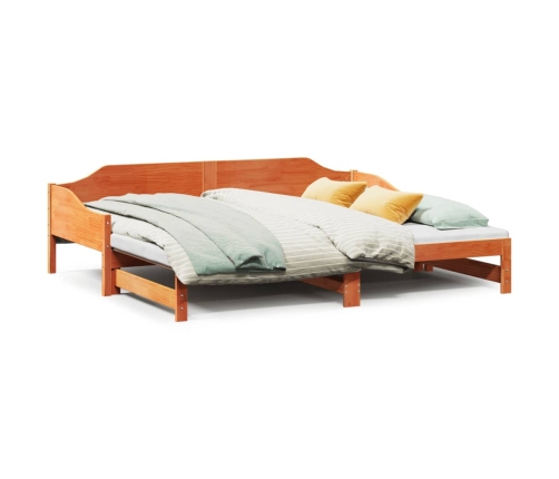 Sofá cama nido madera maciza de pino marrón cera 90x200 cm