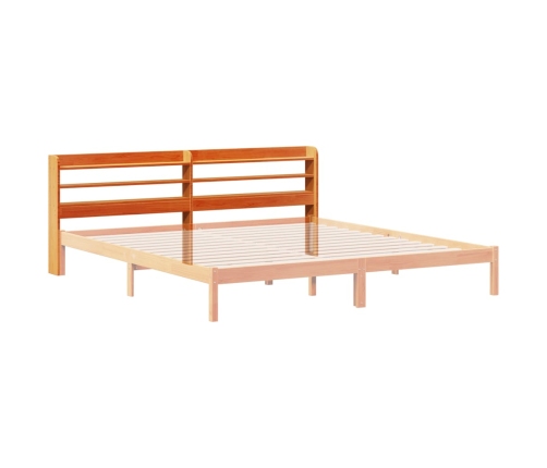 Cabecero de cama con estantes madera maciza pino marrón 200 cm