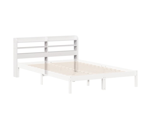 Cabecero de cama con estantes madera maciza pino blanco 160 cm