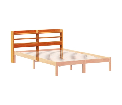 Cabecero de cama con estantes madera maciza pino marrón 160 cm