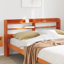 Cabecero de cama con estantes madera maciza pino marrón 160 cm