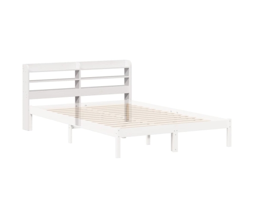 Cabecero de cama con estantes madera maciza pino blanco 150 cm