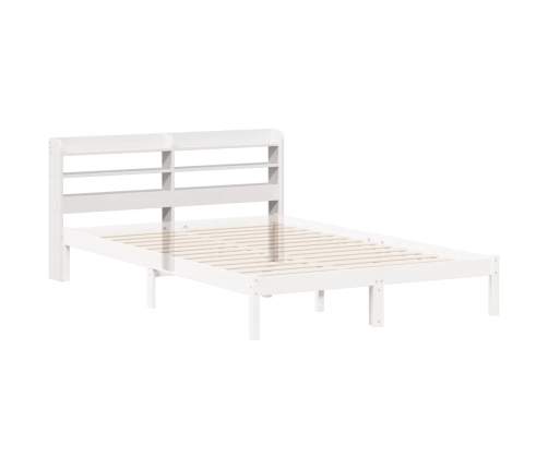 Cabecero de cama con estantes madera maciza pino blanco 135 cm