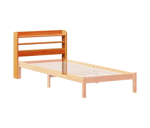 Cabecero de cama con estantes madera maciza pino marrón 100 cm