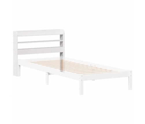 Cabecero de cama con estantes madera maciza pino blanco 75 cm