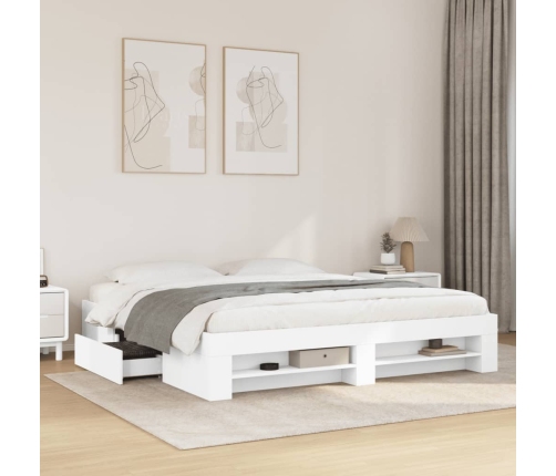 vidaXL Estructura de cama madera de ingeniería blanca 200x200 cm