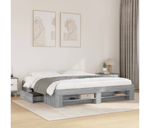 Estructura de cama madera de ingeniería gris Sonoma 200x200 cm