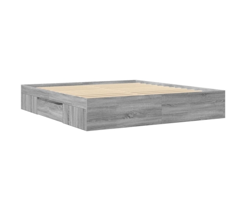Estructura de cama madera de ingeniería gris Sonoma 200x200 cm