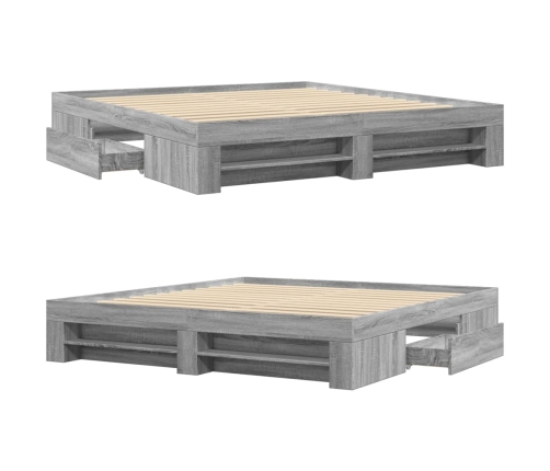 Estructura de cama madera de ingeniería gris Sonoma 200x200 cm