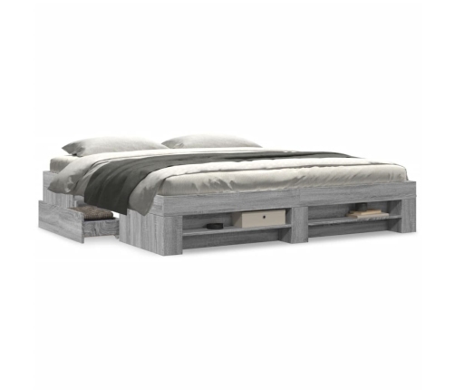 Estructura de cama madera de ingeniería gris Sonoma 200x200 cm
