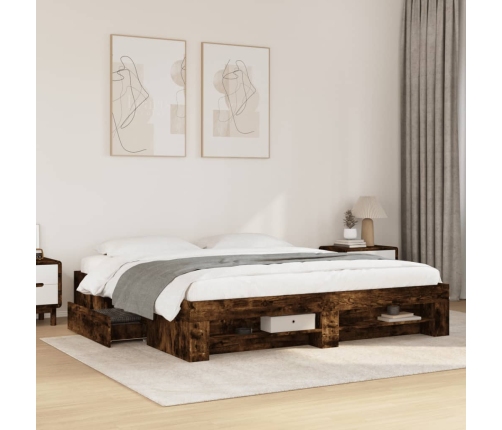 Estructura de cama sin colchón roble ahumado 180x200 cm