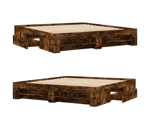 Estructura de cama sin colchón roble ahumado 180x200 cm