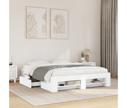 vidaXL Estructura de cama madera de ingeniería blanca 160x200 cm