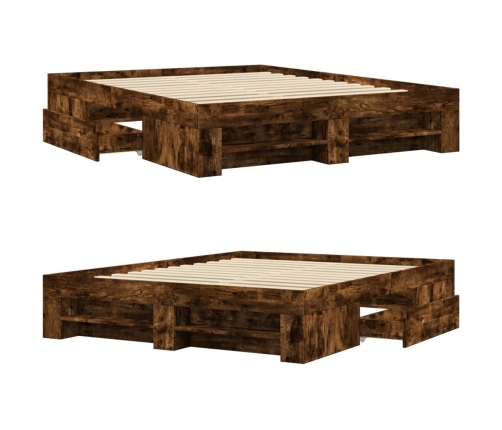 Estructura de cama sin colchón roble ahumado 160x200 cm