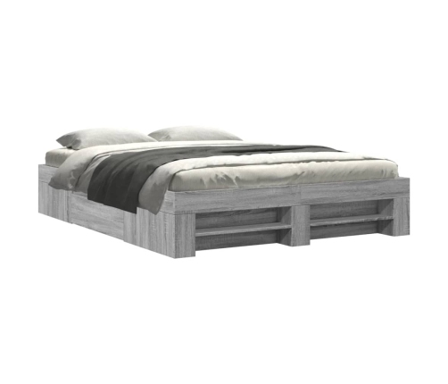 vidaXL Estructura de cama madera de ingeniería gris Sonoma 160x200 cm