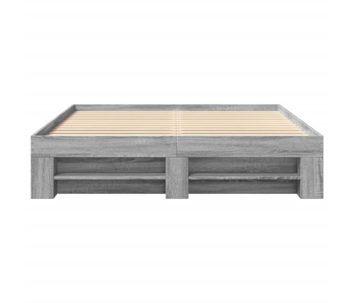 vidaXL Estructura de cama madera de ingeniería gris Sonoma 160x200 cm