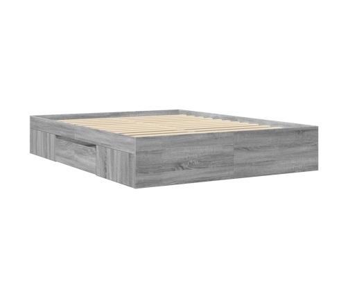 vidaXL Estructura de cama madera de ingeniería gris Sonoma 160x200 cm