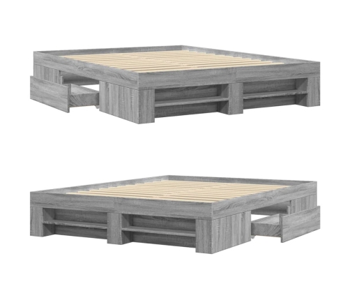 vidaXL Estructura de cama madera de ingeniería gris Sonoma 160x200 cm