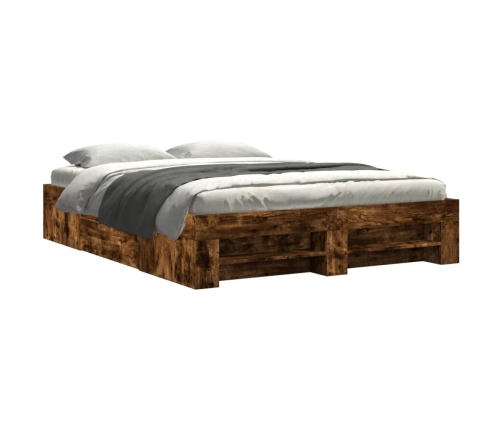 Estructura de cama sin colchón madera roble ahumado 150x200 cm