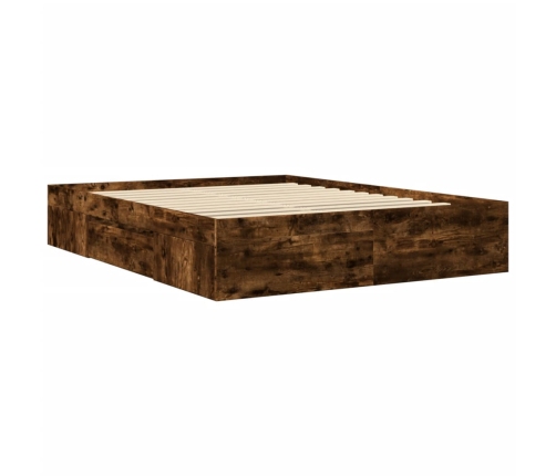 Estructura de cama sin colchón madera roble ahumado 150x200 cm