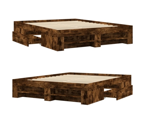 Estructura de cama sin colchón madera roble ahumado 150x200 cm