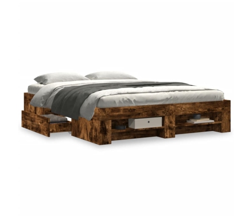 Estructura de cama sin colchón madera roble ahumado 150x200 cm