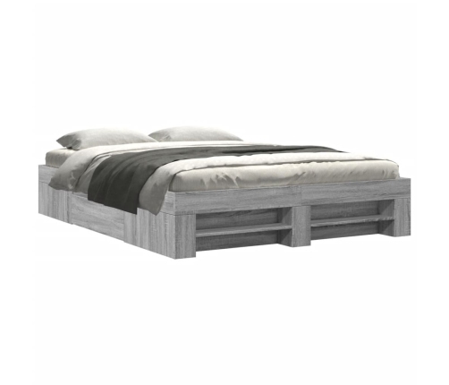 vidaXL Estructura de cama madera de ingeniería gris Sonoma 150x200 cm