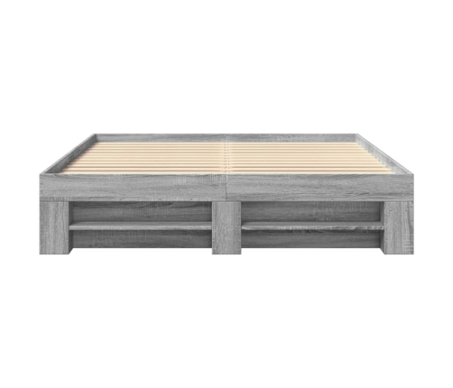 vidaXL Estructura de cama madera de ingeniería gris Sonoma 150x200 cm