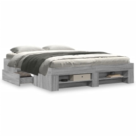Estructura de cama madera de ingeniería gris Sonoma 150x200 cm