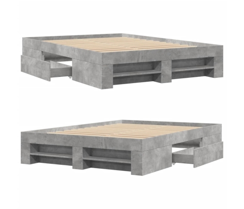 Estructura de cama madera de ingeniería gris hormigón 140x200cm