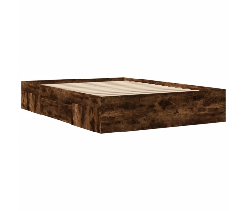 Estructura de cama sin colchón madera roble ahumado 140x200 cm