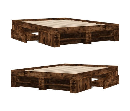 Estructura de cama sin colchón madera roble ahumado 140x200 cm