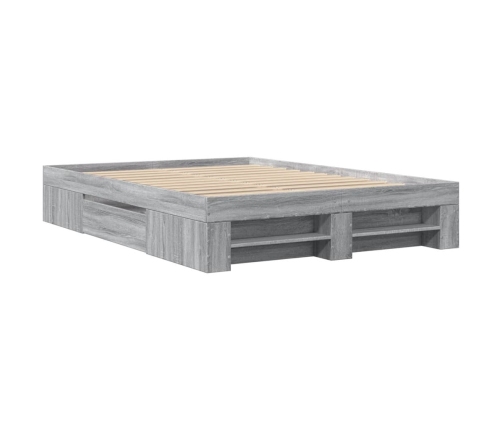 vidaXL Estructura de cama madera de ingeniería gris Sonoma 140x200 cm