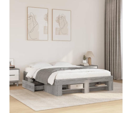 vidaXL Estructura de cama madera de ingeniería gris Sonoma 140x200 cm