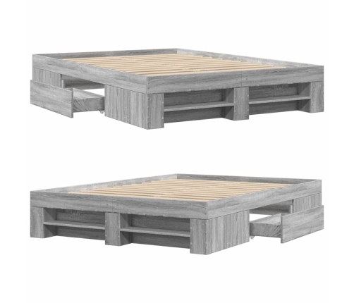 vidaXL Estructura de cama madera de ingeniería gris Sonoma 140x200 cm