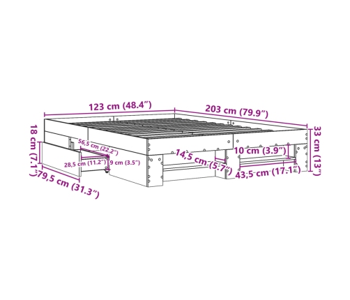 Estructura de cama madera de ingeniería blanca 120x200 cm