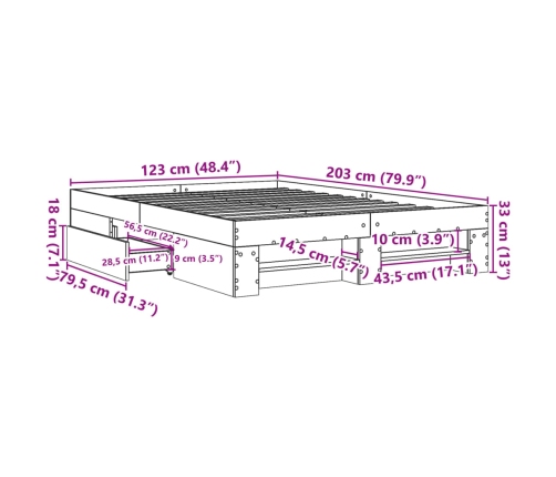 Estructura de cama madera de ingeniería negra 120x200 cm