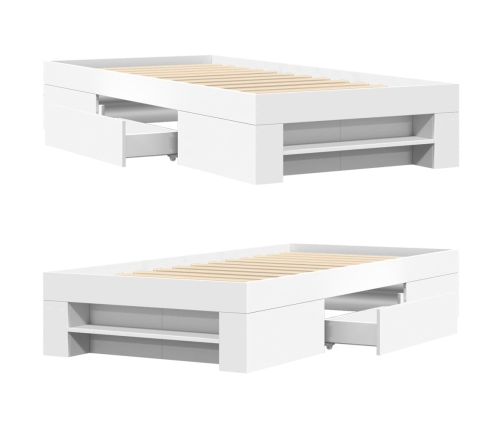 Estructura de cama madera de ingeniería blanca 100x200 cm