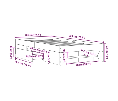 Estructura de cama madera de ingeniería blanca 100x200 cm