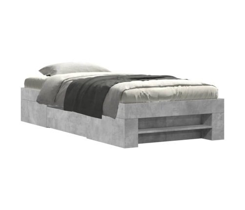 vidaXL Estructura de cama madera de ingeniería gris hormigón 100x200cm